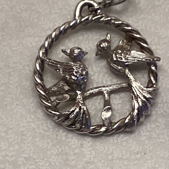 Silvertone Pendant Featuring Birds - Picture 5 of 8